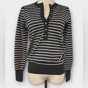 LOFT Striped Knit Henley Sweater Size XS EUC